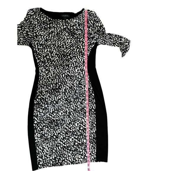 Lauren Ralph Lauren Black White Sheath Dress | Women S | Colorblock Midi - Picture 7 of 9
